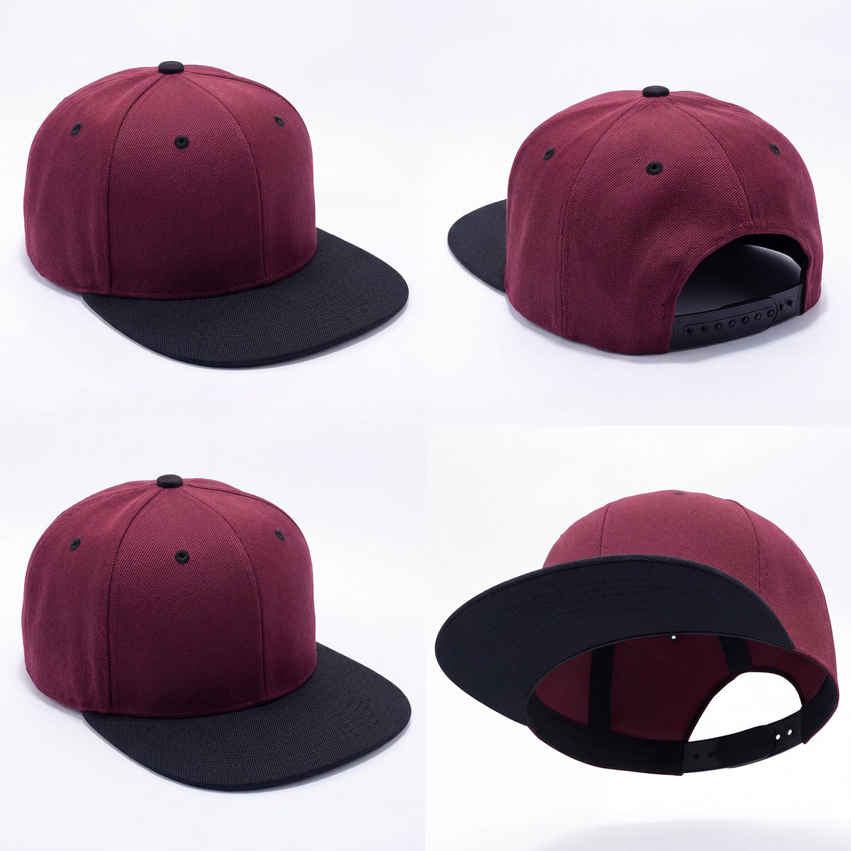 Premium Wool Blend Snapback Hat | High-Profile Structured 6-Panel Flat Visor