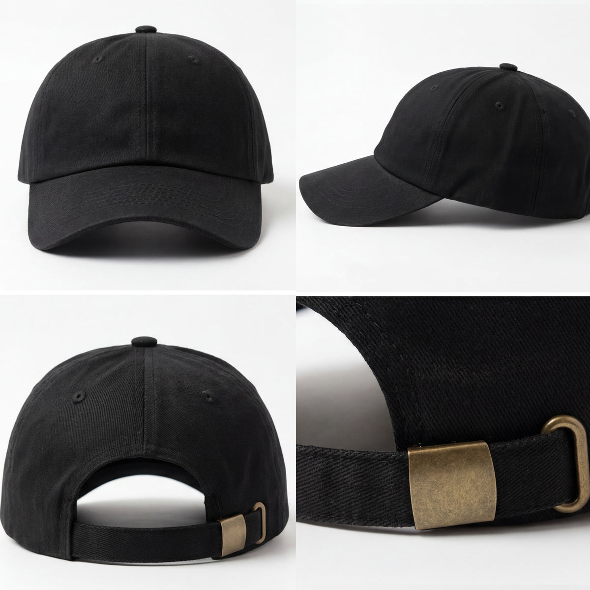 Classic Unstructured Cotton Dad Hat | Low-Profile 6-Panel Cap with Brass Buckle