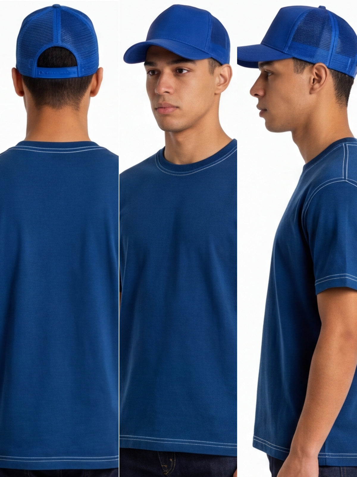 5-Panel High-Profile Cotton Mesh Trucker Hat
