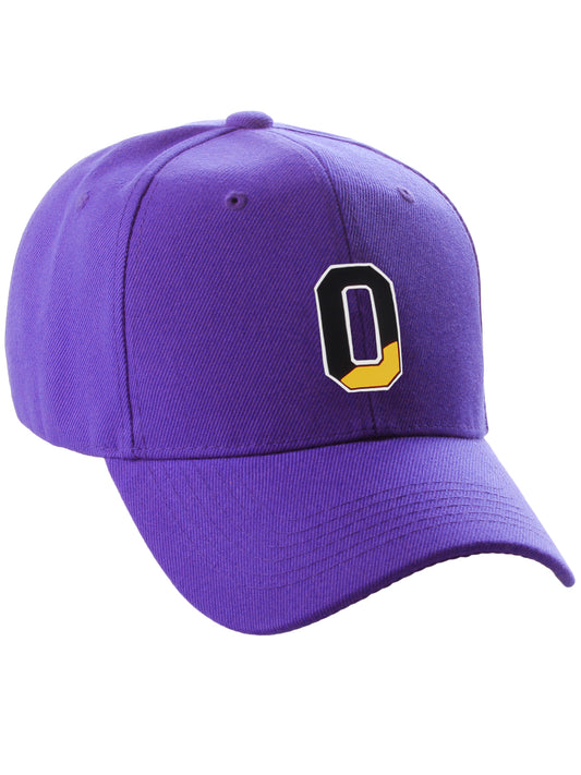 Daxton Two Tone Initial Numbers Letters Structured Baseball Purple Hat