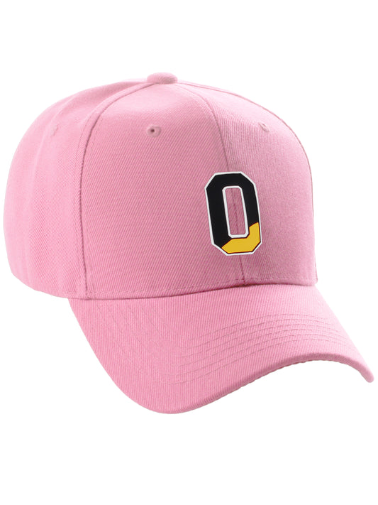 Daxton Two Tone Initial Numbers Letters Structured Baseball Pink Hat