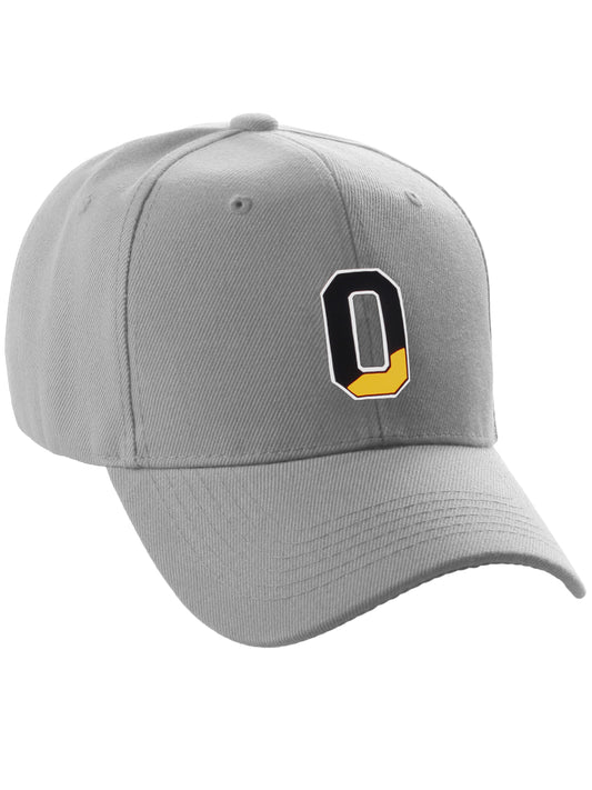 Daxton Two Tone Initial Numbers Letters Structured Baseball Light Gray Hat