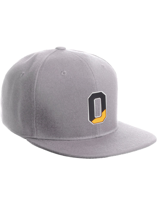 Daxton Classic Snapback Initial Numbers Letters Flat Bill Visor Light Gray Cap