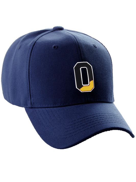 Daxton Two Tone Initial Numbers Letters Structured Baseball Navy Hat