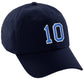 I&W Hatgear Customized Number Hat 00 to 99 Team Colors Baseball Cap, Navy Hat White Blue