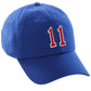 I&W Hatgear Customized Nunber Hat 00 to 99 Team Colors Baseball Cap, Blue Hat White Red