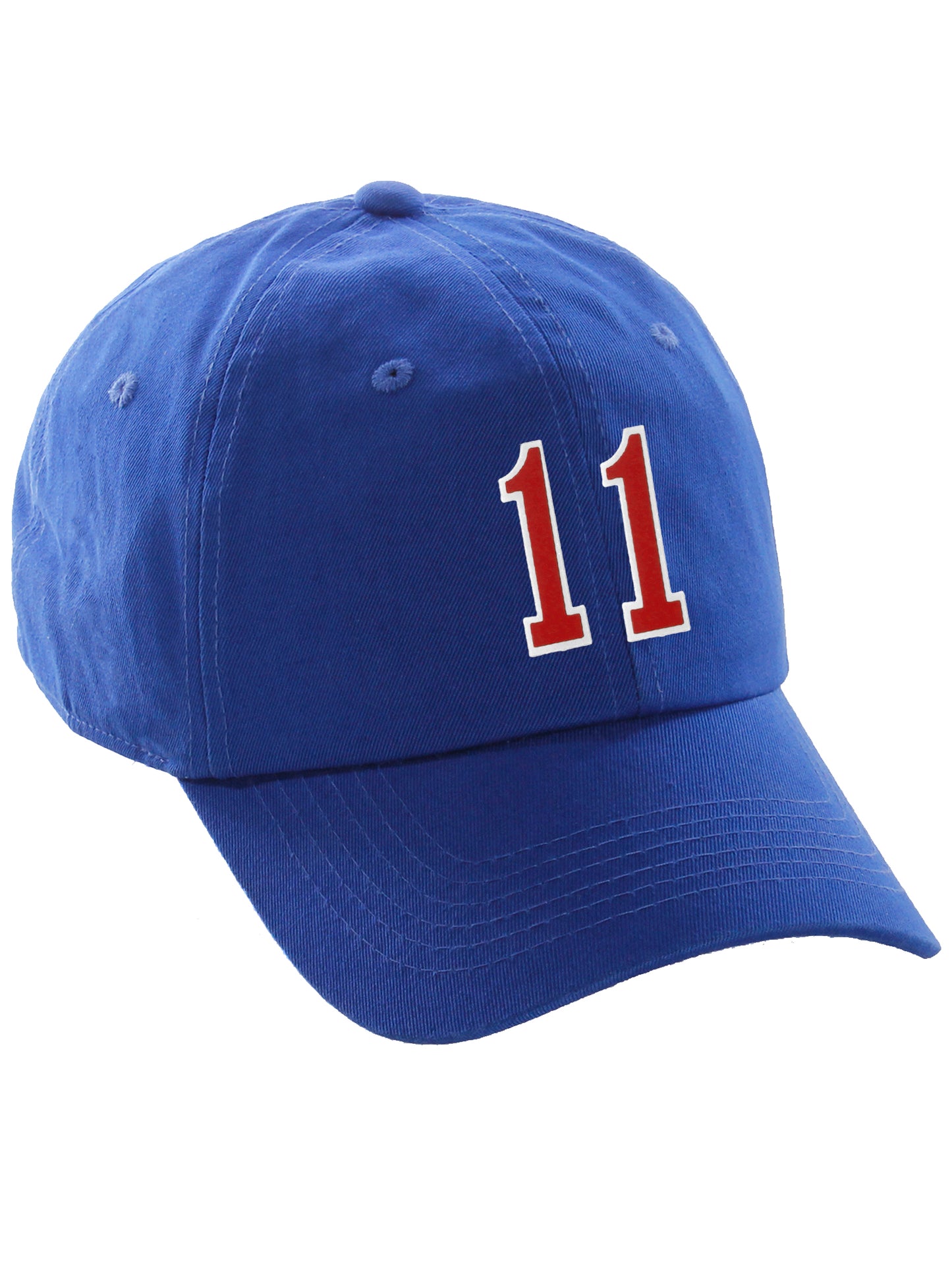 I&W Hatgear Customized Nunber Hat 00 to 99 Team Colors Baseball Cap, Blue Hat White Red