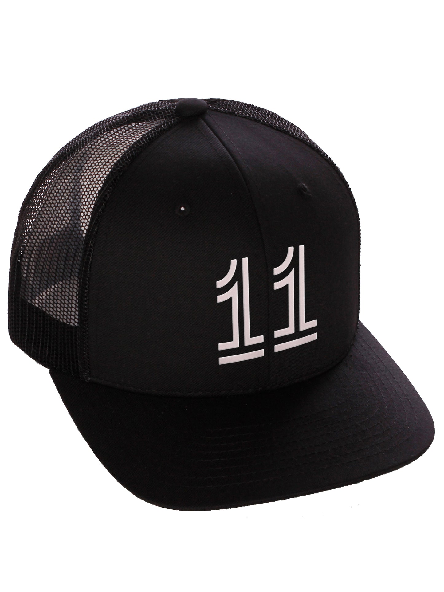 Daxton Team Numbers Structured Trucker Mesh Hat Mid Profile Cap, Black Black