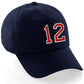 I&W Hatgear Customized Number Hat 00 to 99 Team Colors Baseball Cap, Navy Hat White Red
