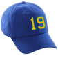 Customized Number hat 00 to 99 Team Colors Baseball Cap, Blue Hat Green Gold