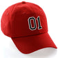 Customized Number Hat 00 to 99 Team Colors Baseball Cap, Red Hat White Black