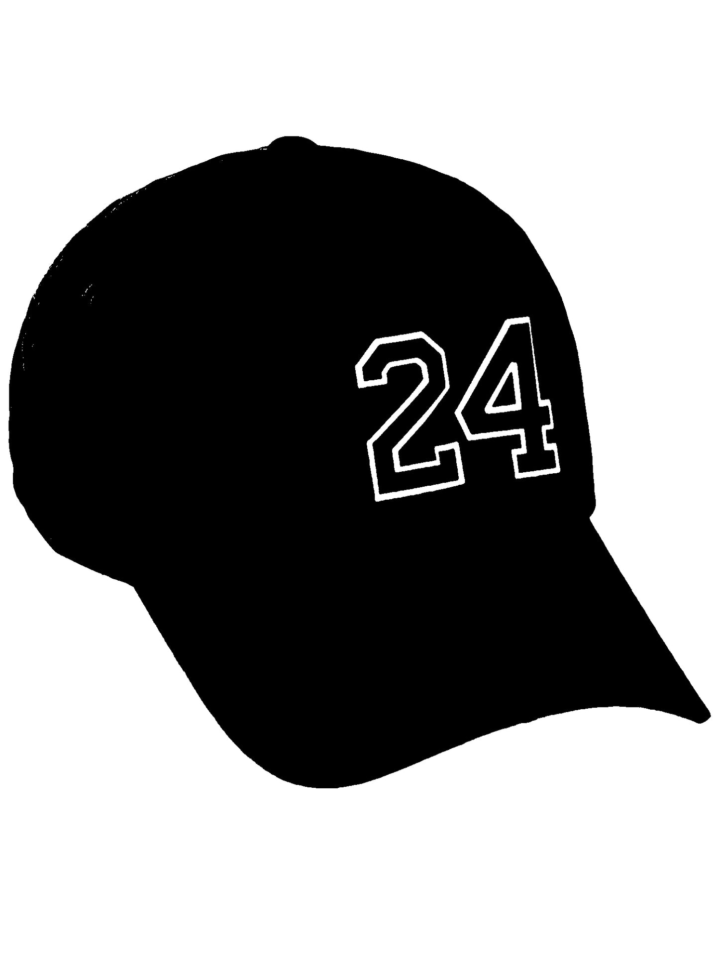 I&W Hatgear Customized Number Hat 00 to 99 Team Colors Baseball Cap, Black Hat White Black