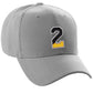 Daxton Two Tone Initial Numbers Letters Structured Baseball Light Gray Hat