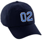 I&W Hatgear Customized Number Hat 00 to 99 Team Colors Baseball Cap, Navy Hat White Blue
