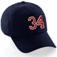 I&W Hatgear Customized Number Hat 00 to 99 Team Colors Baseball Cap, Navy Hat White Red