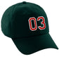 I&W Hatgear Customized Number Hat 00 to 99 Team Colors Baseball Cap, Dk Green Hat White Red