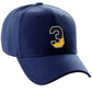Daxton Two Tone Initial Numbers Letters Structured Baseball Navy Hat