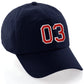 I&W Hatgear Customized Number Hat 00 to 99 Team Colors Baseball Cap, Navy Hat White Red