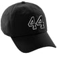 I&W Hatgear Customized Number Hat 00 to 99 Team Colors Baseball Cap, Black Hat White Black
