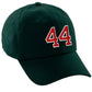 I&W Hatgear Customized Number Hat 00 to 99 Team Colors Baseball Cap, Dk Green Hat White Red