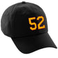 I&W Hatgear Customized Number Hat 00 to 99 Team Colors Baseball Cap, Black Hat Red Gold