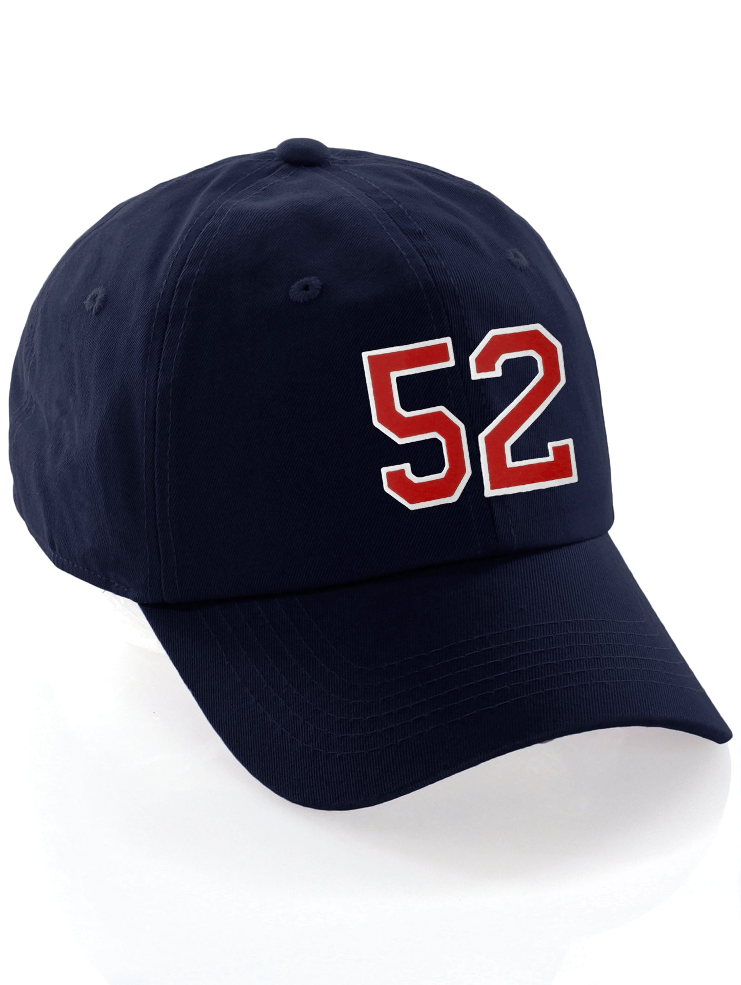 I&W Hatgear Customized Number Hat 00 to 99 Team Colors Baseball Cap, Navy Hat White Red