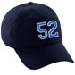 I&W Hatgear Customized Number Hat 00 to 99 Team Colors Baseball Cap, Navy Hat White Blue