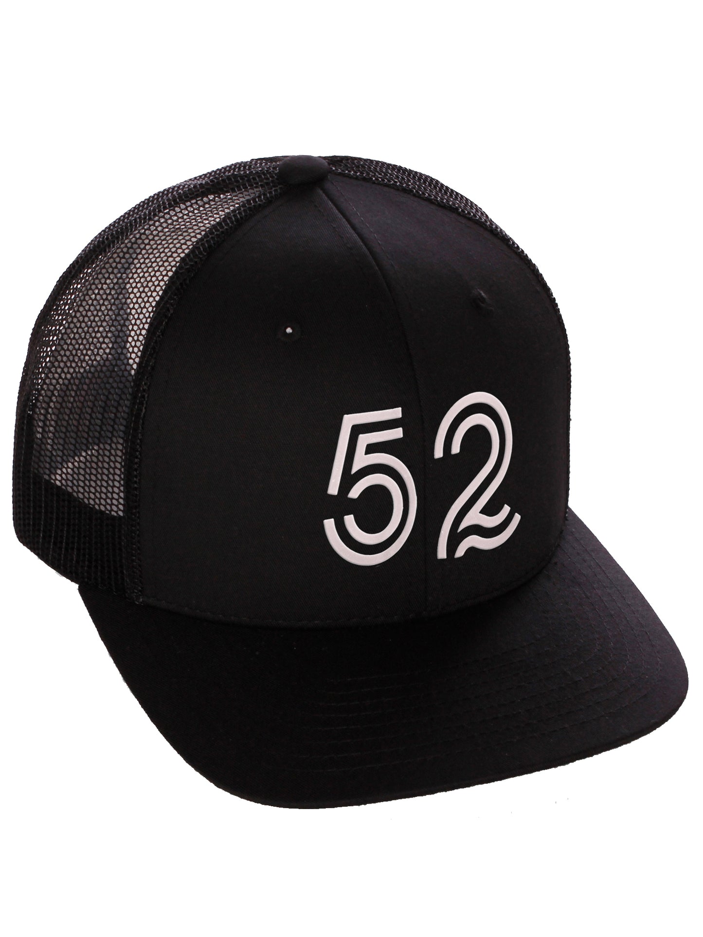 Daxton Team Numbers Structured Trucker Mesh Hat Mid Profile Cap, Black Black