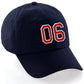 I&W Hatgear Customized Number Hat 00 to 99 Team Colors Baseball Cap, Navy Hat White Red