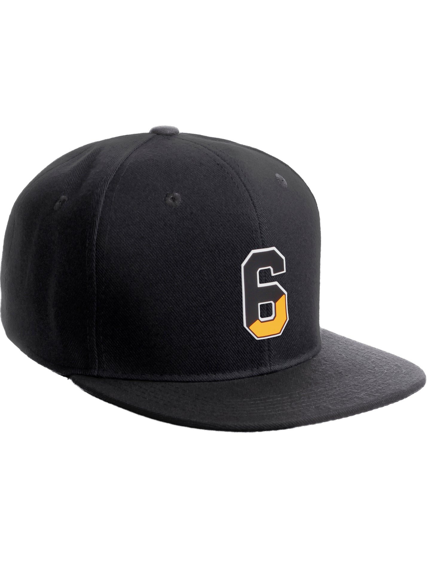 Daxton Classic Snapback Initial Numbers Letters Flat Bill Visor Black Cap