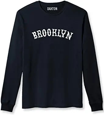 Daxton Retro Brooklyn Arch Font Long Sleeves T Shirt Soft Medium Weight Cotton