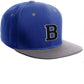Classic Snapback Hat Custom A to Z Initial Letters, Royal Grey Cap Whte Black