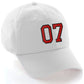 I&W Hatgear Customized Number Hat 00 to 99 Team Colors Baseball Cap, White Hat Black Red