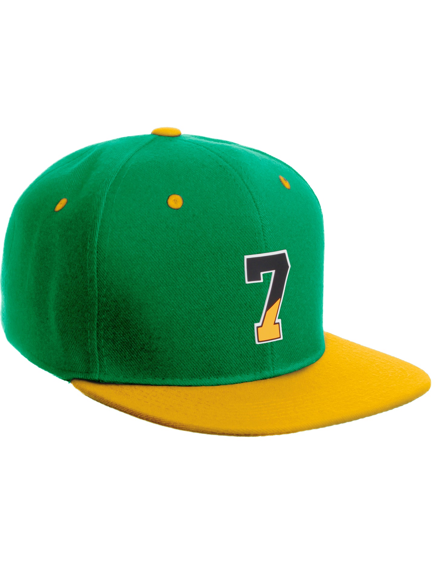 Daxton Classic Snapback Initial Numbers Letters Flat Bill Visor Kelly Yellow Cap