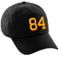 I&W Hatgear Customized Number Hat 00 to 99 Team Colors Baseball Cap, Black Hat Red Gold