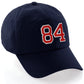 I&W Hatgear Customized Number Hat 00 to 99 Team Colors Baseball Cap, Navy Hat White Red