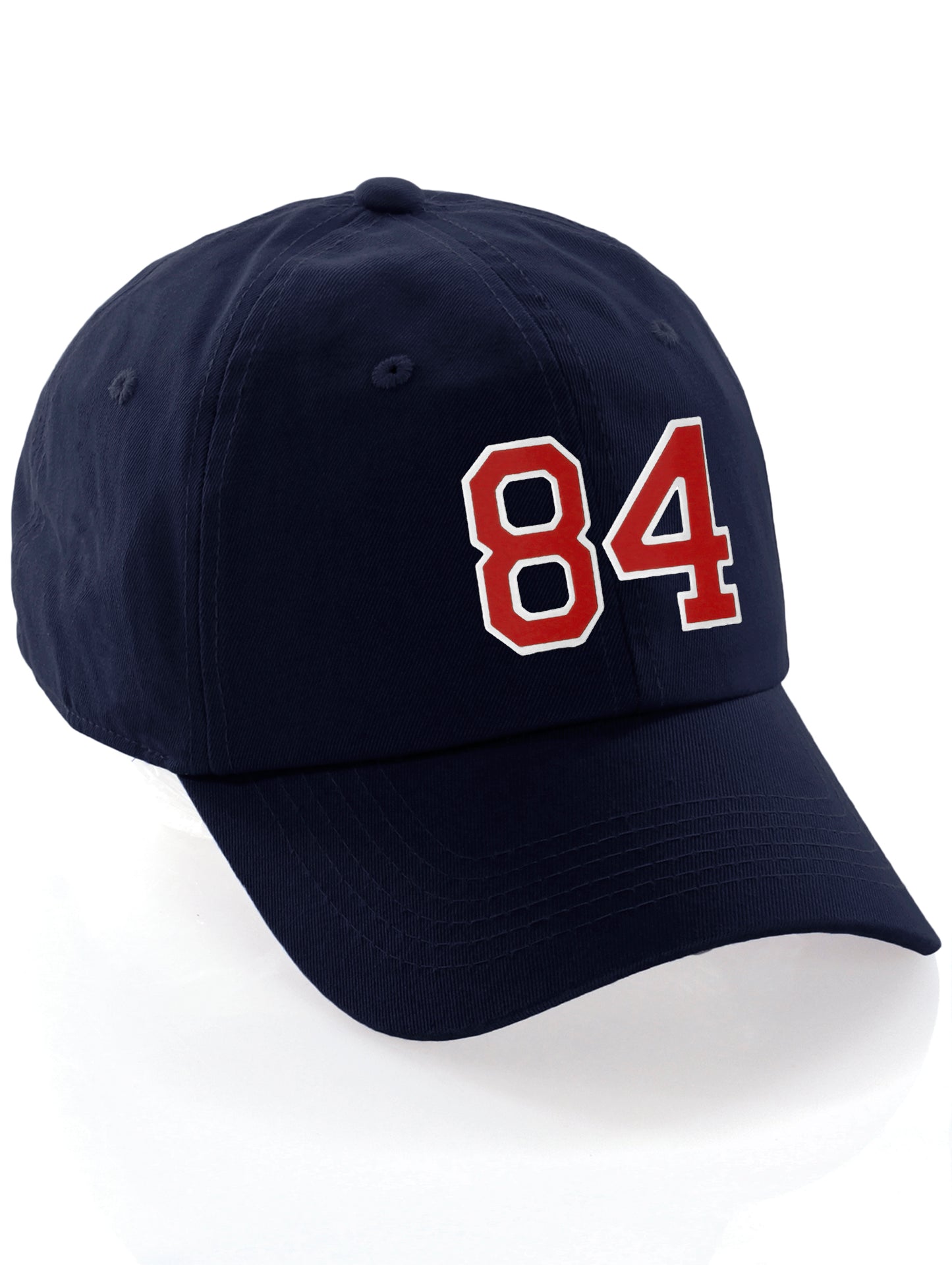 I&W Hatgear Customized Number Hat 00 to 99 Team Colors Baseball Cap, Navy Hat White Red