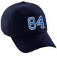 I&W Hatgear Customized Number Hat 00 to 99 Team Colors Baseball Cap, Navy Hat White Blue