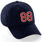 I&W Hatgear Customized Number Hat 00 to 99 Team Colors Baseball Cap, Navy Hat White Red