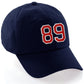 I&W Hatgear Customized Number Hat 00 to 99 Team Colors Baseball Cap, Navy Hat White Red