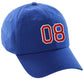 I&W Hatgear Customized Nunber Hat 00 to 99 Team Colors Baseball Cap, Blue Hat White Red