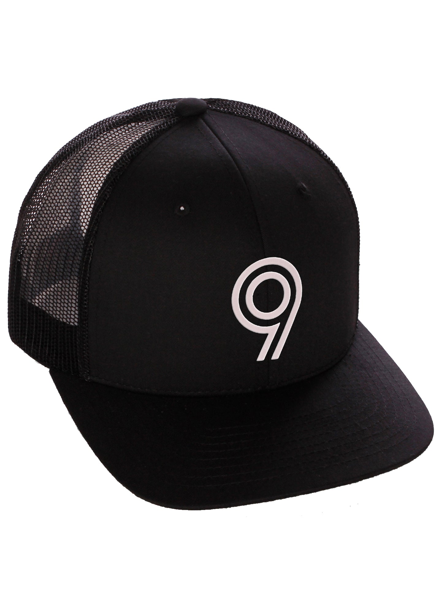 Daxton Team Numbers Structured Trucker Mesh Hat Mid Profile Cap, Black Black
