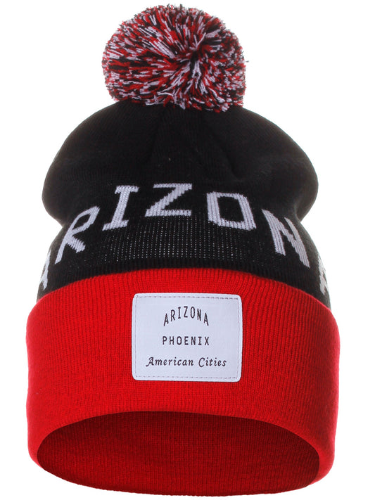 American Cities Arizona Phoenix Arch Letters Pom Pom Knit Hat Cap Beanie test