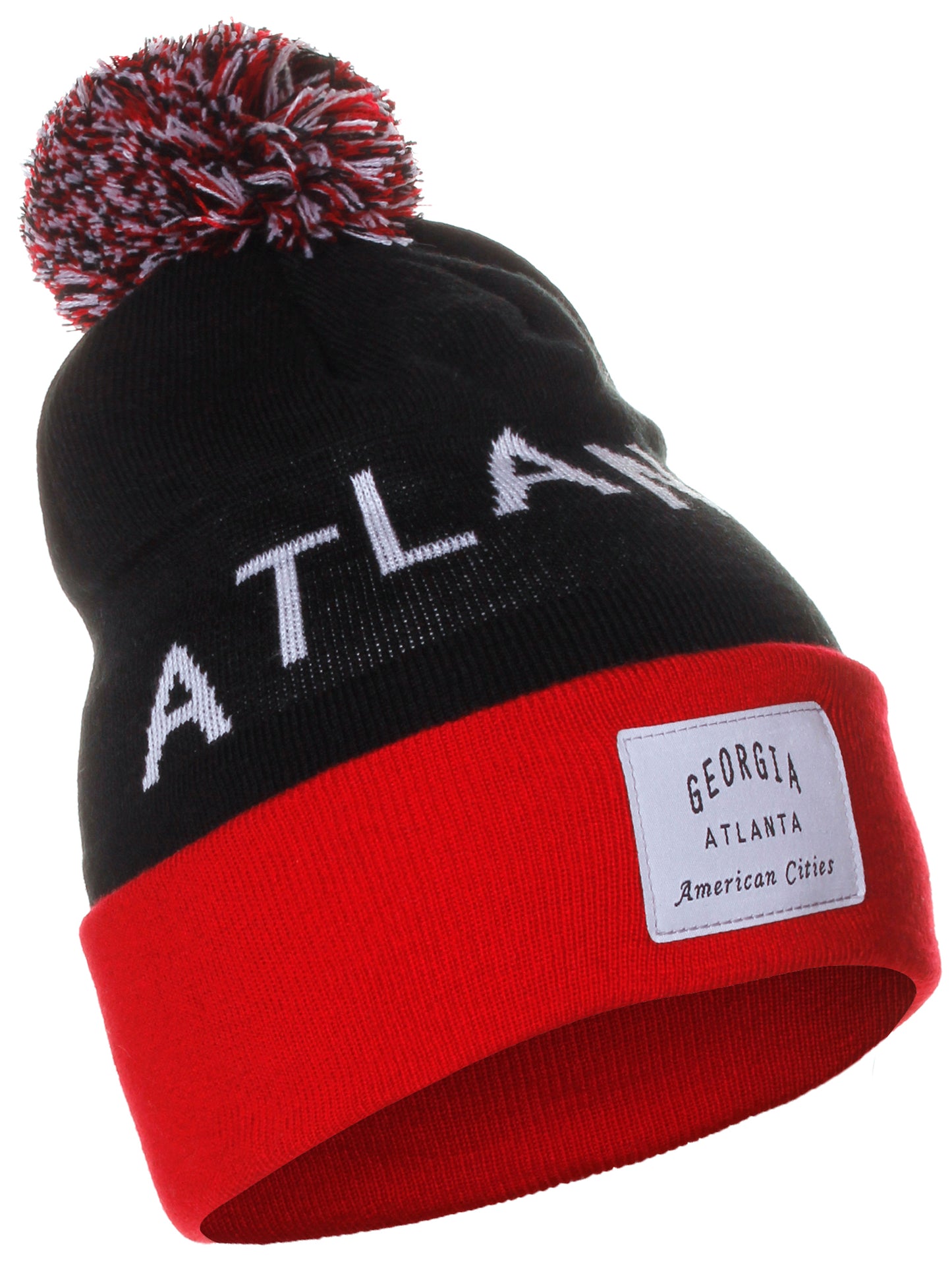 American Cities Atlanta Georgia Arch Letters Pom Pom Knit Hat Cap Beanie