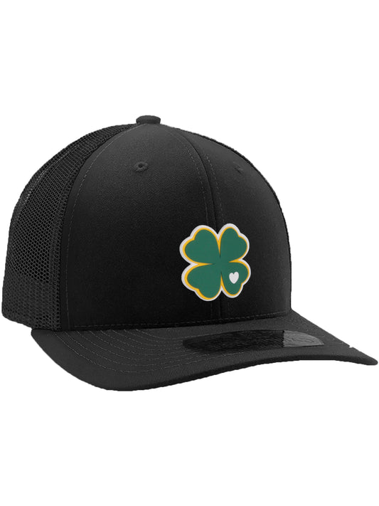 Daxton Baseball Trucker Hat St.Patrick Day 3D Lucky Clover Structured Mid Profile Cap