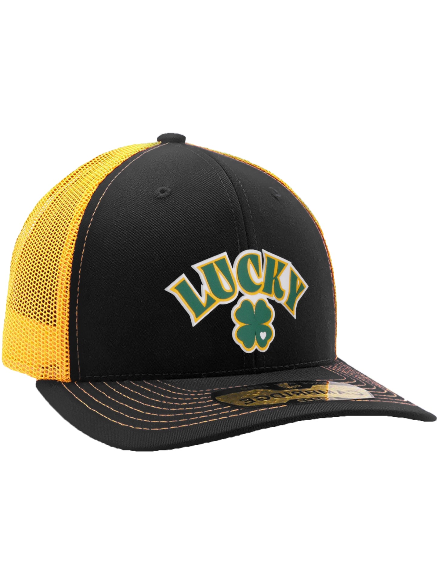 Daxton Baseball Trucker Hat St.Patrick Day 3D Lucky Clover Structured Mid Profile Cap