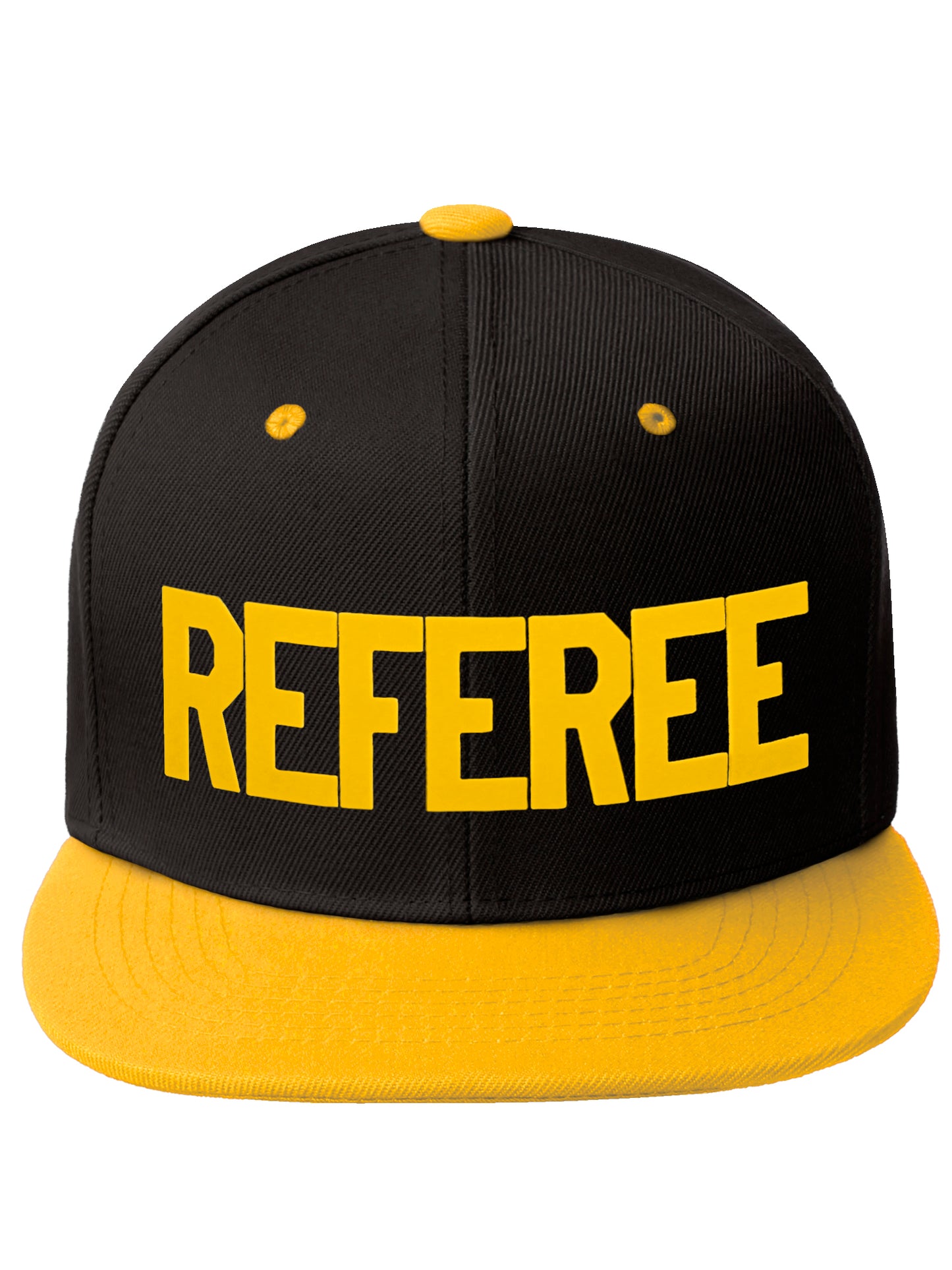 Classic Snapback Referee Hat High Profile Flat Bill Visor Adjustable Back Cap