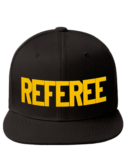 Classic Snapback Referee Hat High Profile Flat Bill Visor Adjustable Back Cap