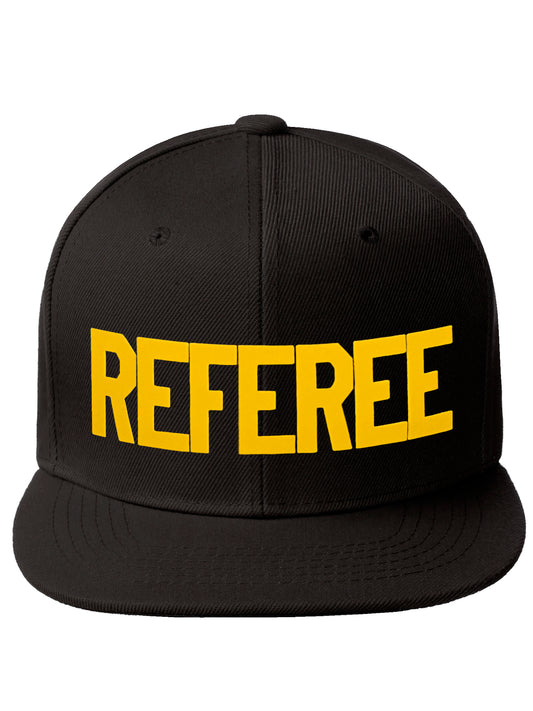 Classic Snapback Referee Hat High Profile Flat Bill Visor Adjustable Back Cap