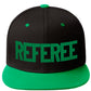 Classic Snapback Referee Hat High Profile Flat Bill Visor Adjustable Back Cap